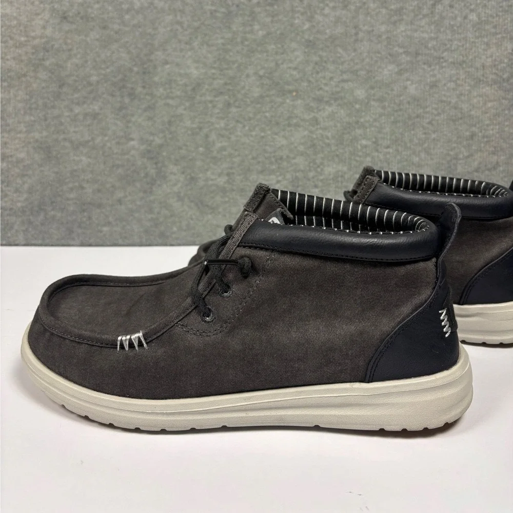 Hey Dude Wally Mid Grip Vin Classic Size 8 Black Oyster Black‎